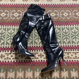 Via Spiga leather Suede Heel Boots Heels In Black Pointed